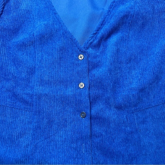 Day+Moon Sweetheart Blue Corduroy Button up Mini Dress Size Medium - Picture 4 of 15